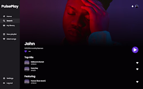 Music streaming website 