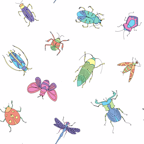 Spring Bugs - Hand Drawn Seamless Pattern Design