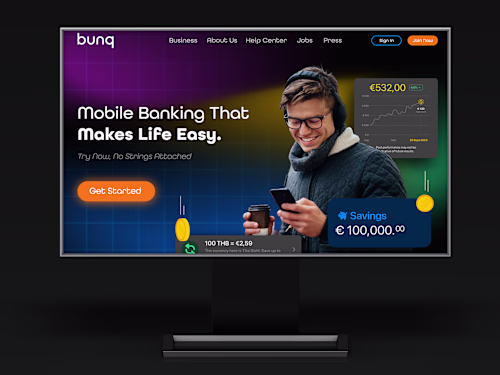Bunq Website Redesign Concept | Fintech UI Design