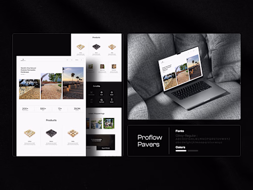 Proflow Pavers’ website UI highlights product quality, scale...