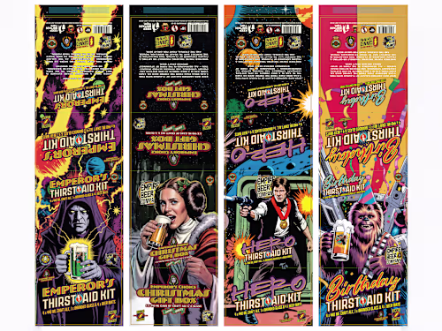 Set of four wraparound sleeves for a craft ale gift set for ...