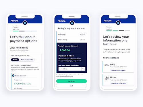 UX/Visual Designer for Allstate Insurance - Payment Page Design