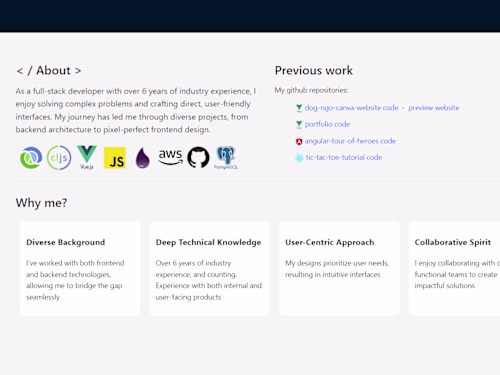 Simpler portfolio page