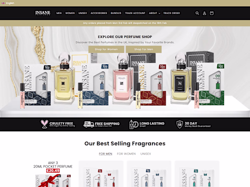 Insane Perfumes Development from Logo to packaging to website