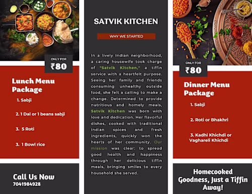 Menu Design for Satvik Kitchen – Simple, Clean & User-Friendly