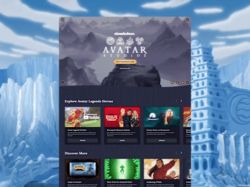 Avatar Studios — Official Nickelodeon Website Design