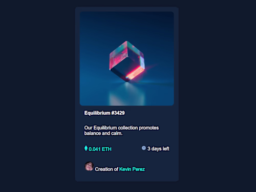 NFT preview card component