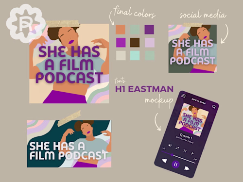 Eye-catching Podcast Cover - She Has a Film Podcast