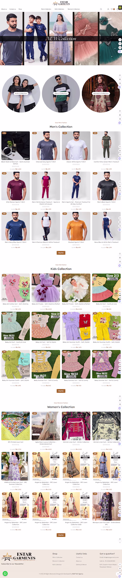 Estargarments (wordpress - ecommerce website