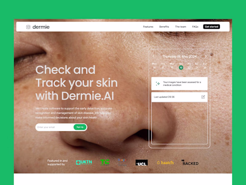 Dermie.AI Landing page