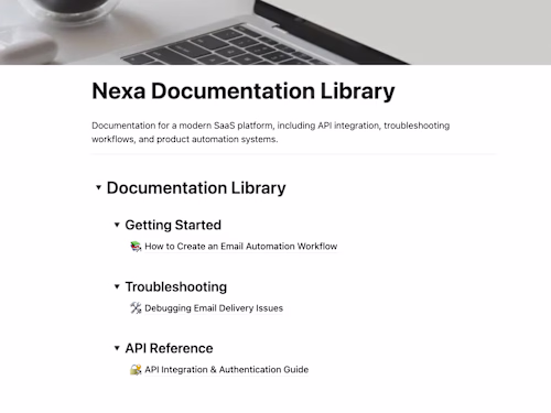 Nexa Documentation Hub (SaaS Documentation & API Docs)