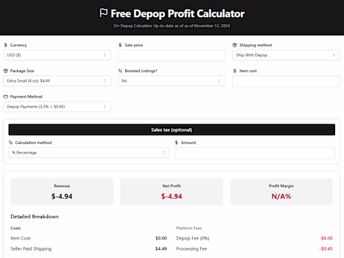 Depop Calculator 2025