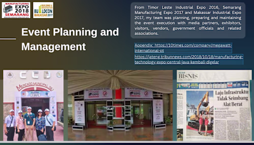 I managed various event planning