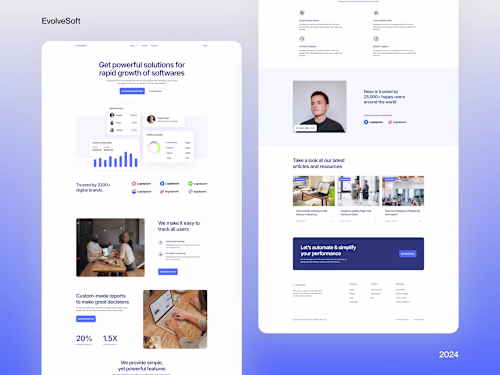 Framer site development for SaaS service company · EvolveSoft