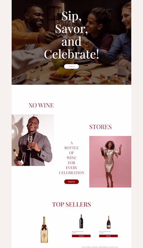 XO WINE SHOP CLASSY AND MINIMALISTIC LANDING PAGE