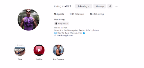 Grew Matt's Fitness Instagram from 48k to 105k in 6 months.