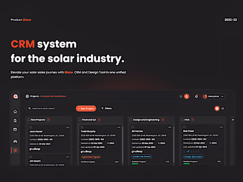 UX Design for Blaze | SaaS product | Solar Sales Workflow Tool.