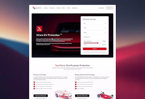XCare Warranty Landing Page Redesign
