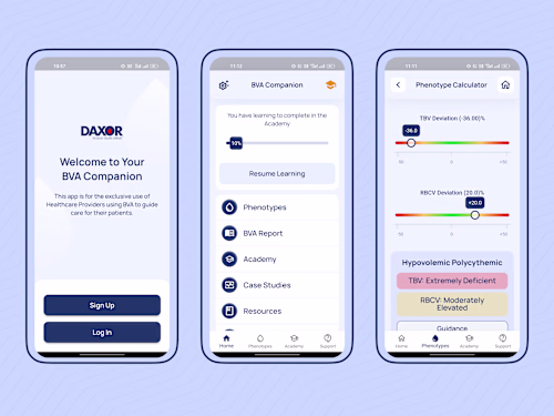 Daxor Companion App – BVA Clinical Support Tool