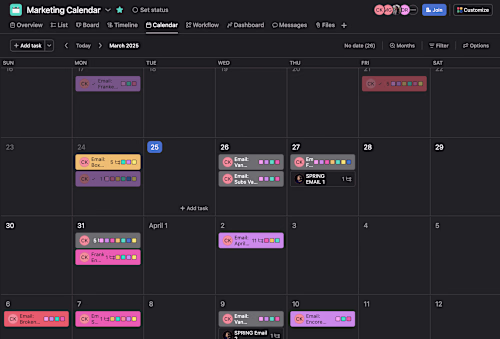 Marketing Team Master Calendar Creation