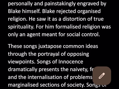 Critique of 18th century society based on William Blake's poems