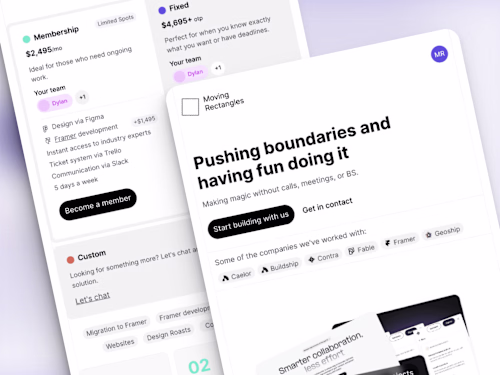 Building Moving Rectangles' home in Framer