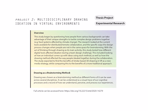 Multidisciplinary Drawing Ideation in Virtual Environments