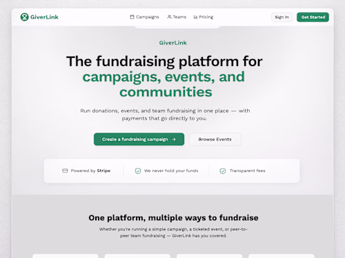GiverLink Fundraising Platform Design