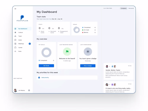 Peepsplan: B2B HR management platform. UX/UI, React, QA