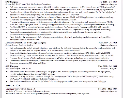 ATS Optimized SAP Architect Resume Sample