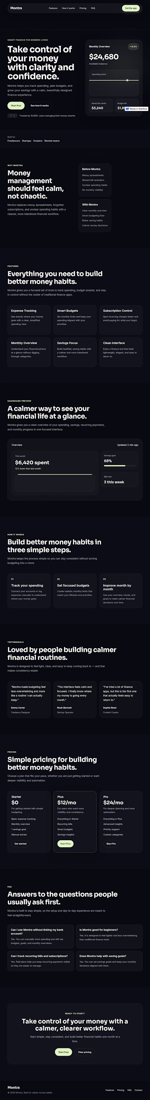 Montra Finance Landing Page