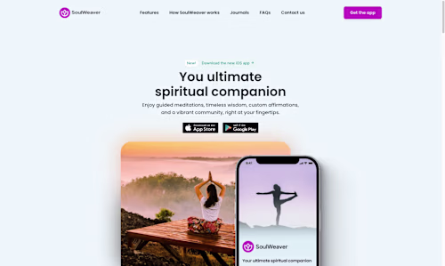 SoulWeaver Mobile app -  Landing Page
