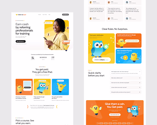 Landing page for training referral