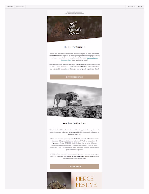 Festive Deals | Email Copy | Travel & Tourism