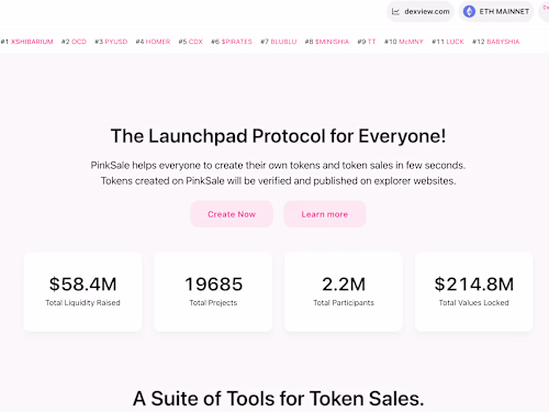 Product Design for Pinksale (launchpad )