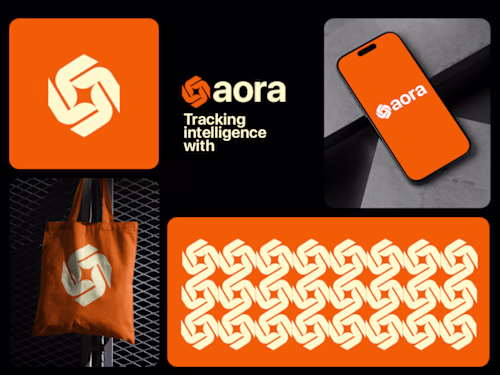 This branding for Aora showcases a modern, tech-forward iden...