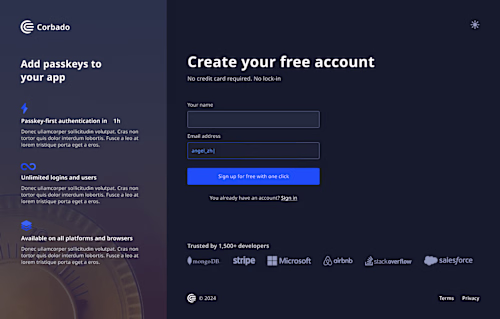 User signup process