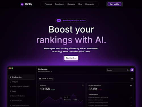 Rankly - AI Seo Tool - Landing Page - Personal Project