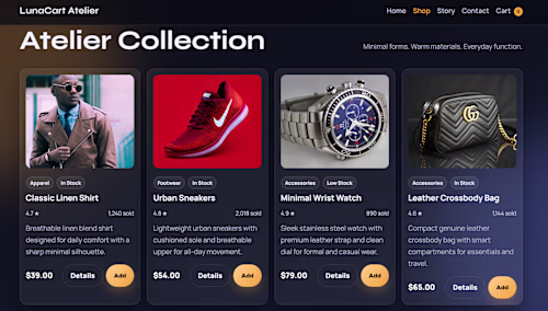 Boutique e-commerce concept store with