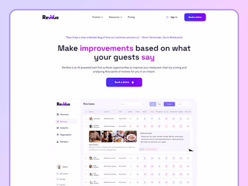 Revvue AI - Frame website design and development