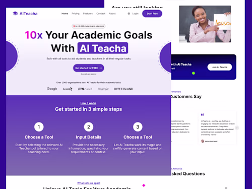 AI Teacha - Dashboards and Landing Page