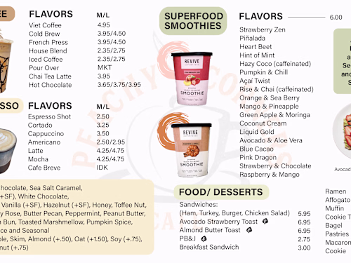 Peachy Corners - Menu Designs