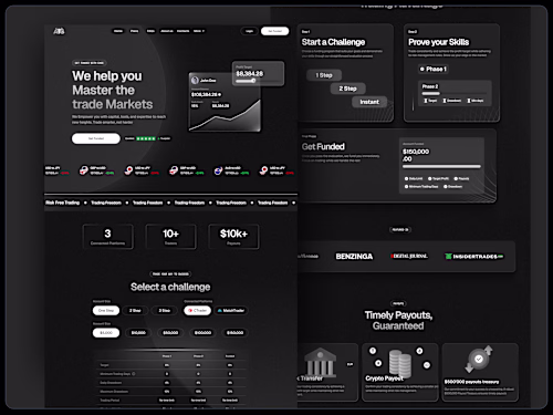 Futuristic landing page for a prop firm