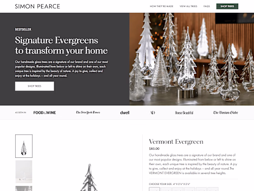 Simon Pearce Landing Page on Replo