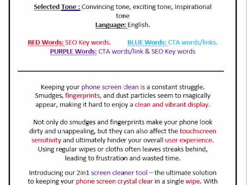 A clean email marketing copy for a phone screen clener.
