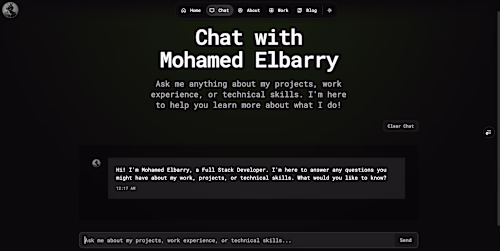Chat with me (AI assistant) 🤖 My portfolio includes an AI v...