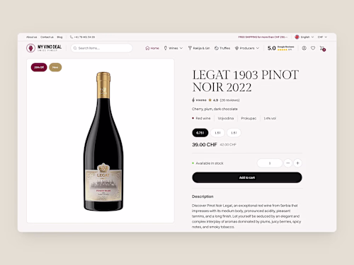 Ecommerce Website - Design for Swiss Wine Shop
