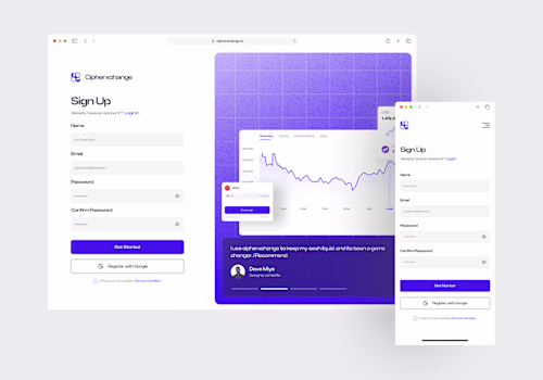 Sign Up Page - Cipherxchange UI :: Behance
