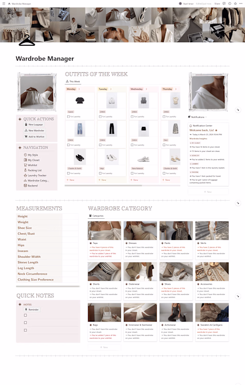 Bespoke Wardrobe  Management Dashboard