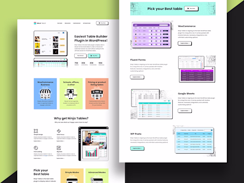 Ninja Tables Website Design - Table Builder WordPress Plugin
